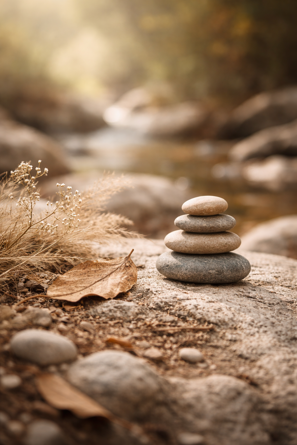Natural pathway and textures suggesting exploration and reflection
